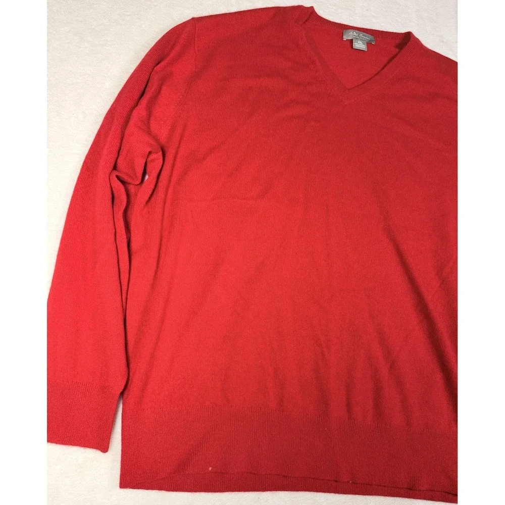 Daniel Cremieux Sweater Mens 2XL Red 100% Cashmere V Neck Lightweight Knit